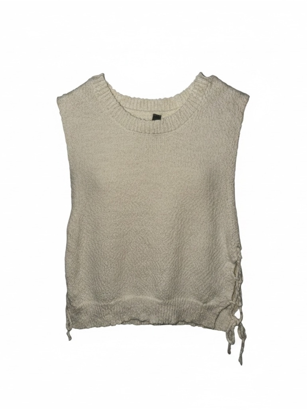 Ayala Sleeveless Knit Tie-Side Tank Top — Cream